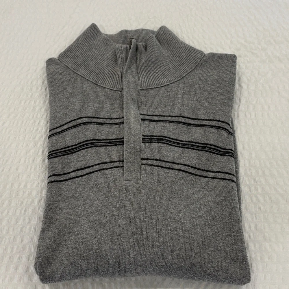 Banana Republic Gray Zip-Up Sweater with Black Accents men’s size medium‎